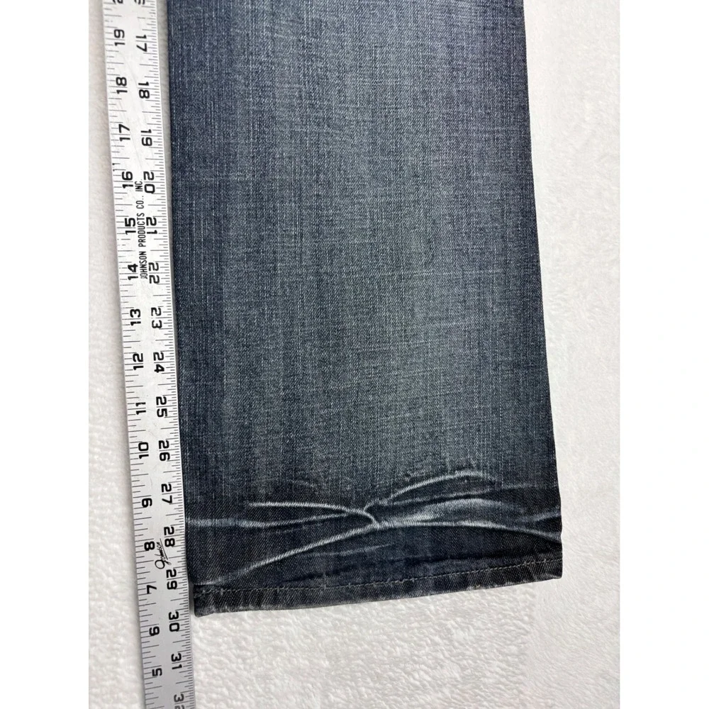 Helix Slim Mens 34x30 Bootcut Jeans Dark Wash Distress Embroidered  Cross Pocket